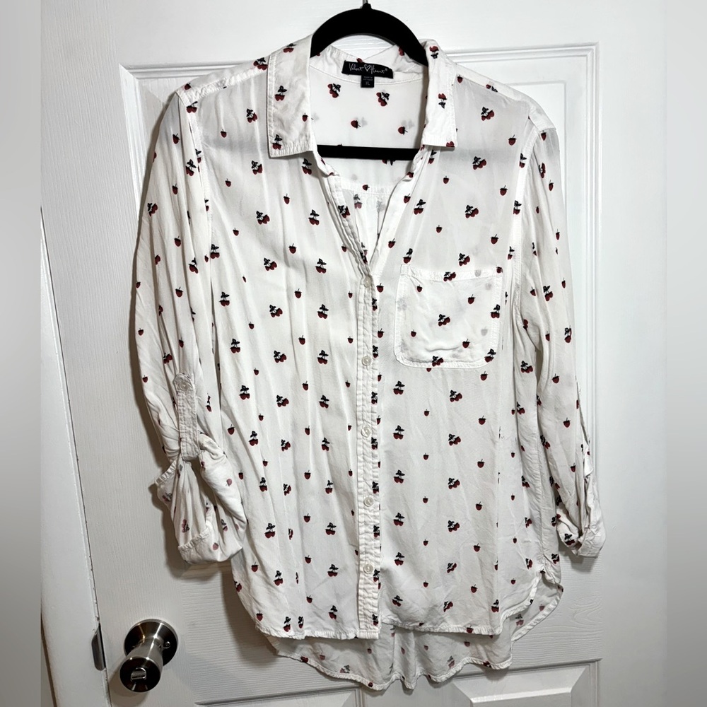 Raspberry Detailed Button Up Blouse